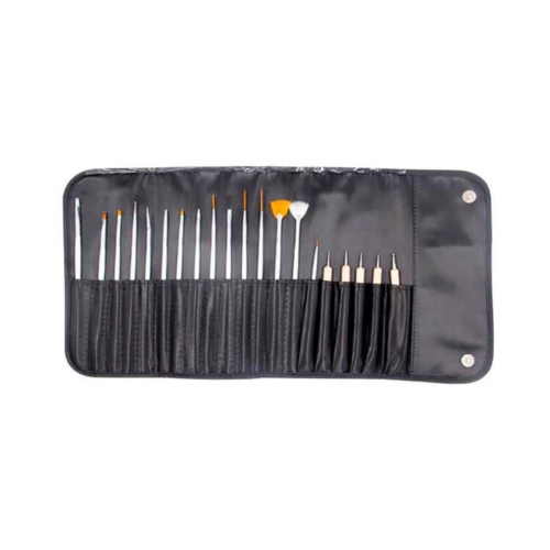 Pollie Manta 15 pinceles para nail art + 5 punteros dobles