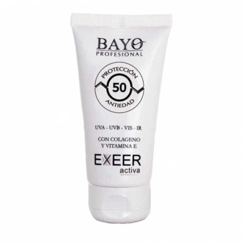Crema solar facial antiedad SPF 50 sin color Bayo