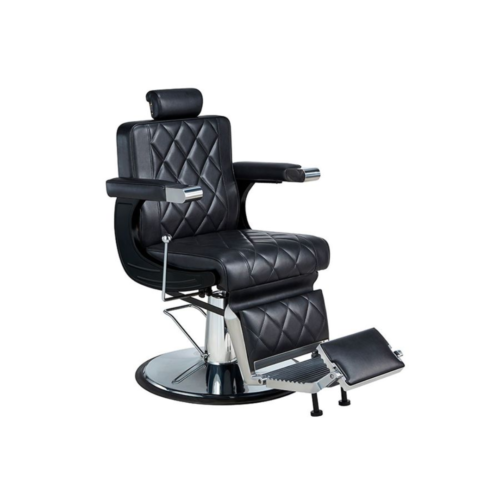 Sillón de Barbería Dave Negro con bomba hidráulica y reposapiés de aluminio